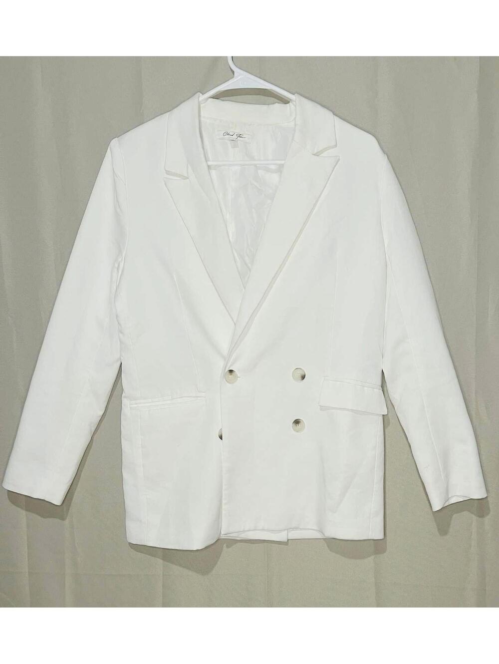 Women's White Double-Breasted Blazer - Size S